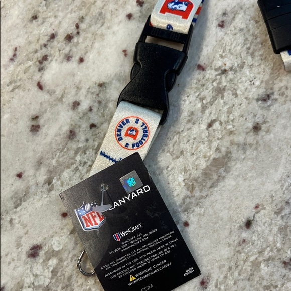 NFL Denver Broncos White and Blue Lanyard - Picture 4 of 4